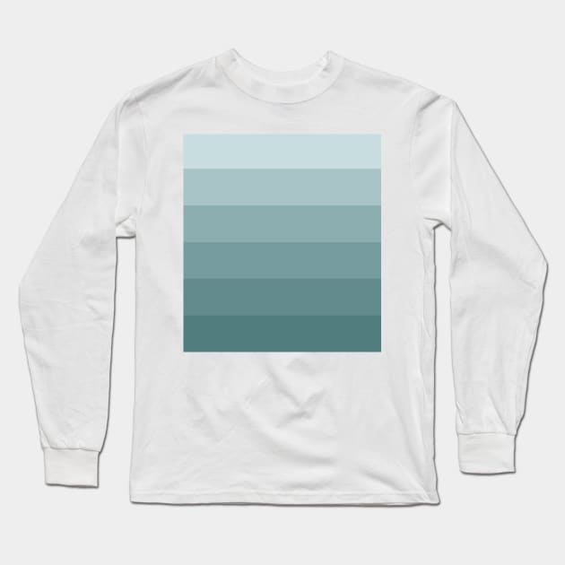 Stripes - Gradient - Dark to Light teal blue turquoise Long Sleeve T-Shirt by AbstractIdeas